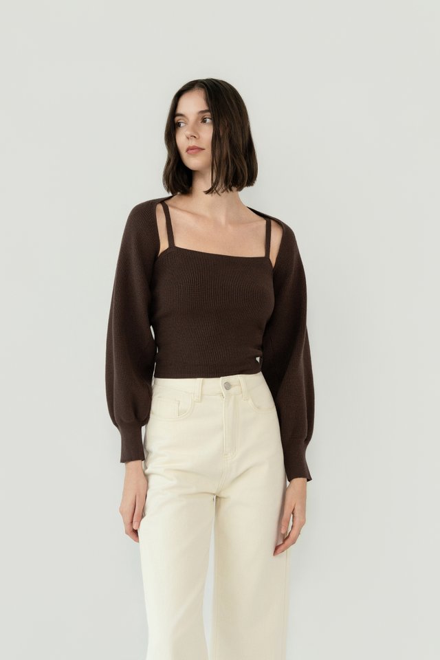 KNIT CARDIGAN SET ESPRESSO