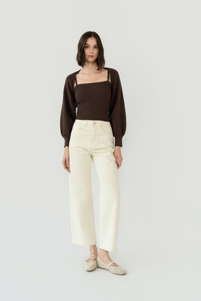 KNIT CARDIGAN SET ESPRESSO