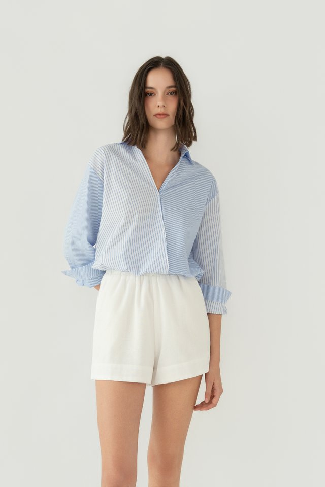 MISMATCHED WRAP SHIRT BLUE