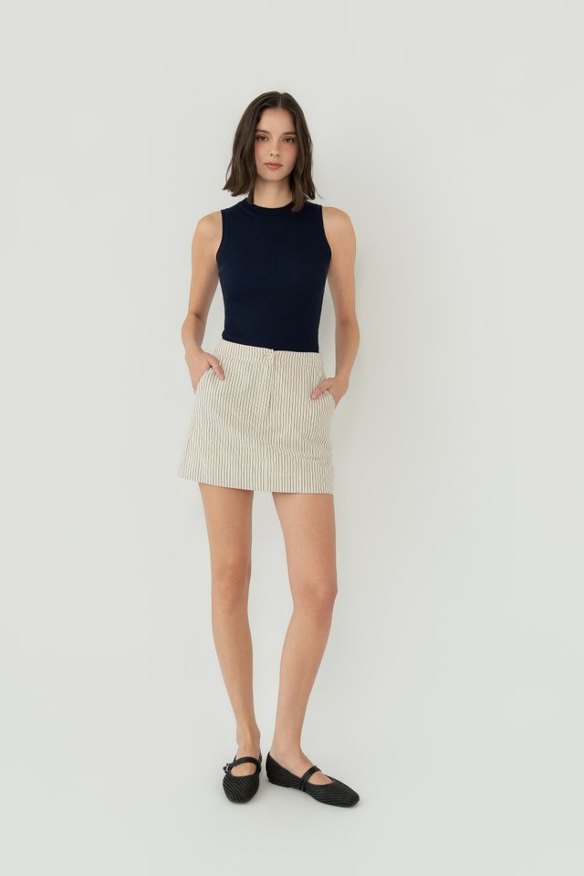 POCKET SKORT CREAM STRIPES