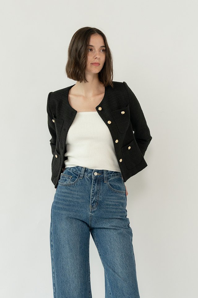 POCKET TWEED JACKET BLACK