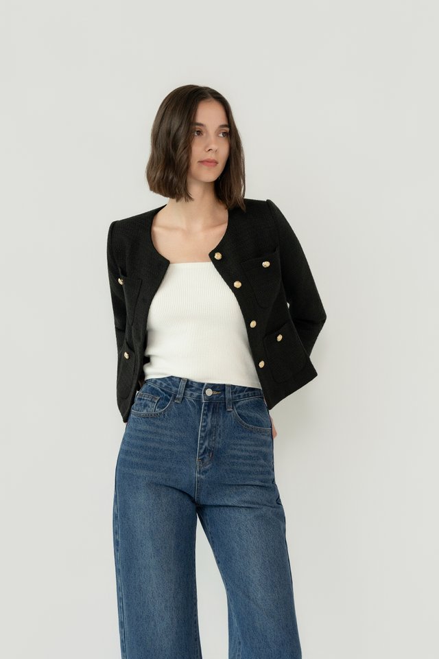 POCKET TWEED JACKET BLACK