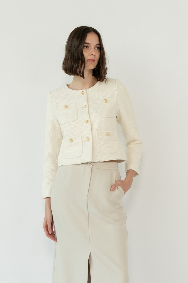 POCKET TWEED JACKET CREAM