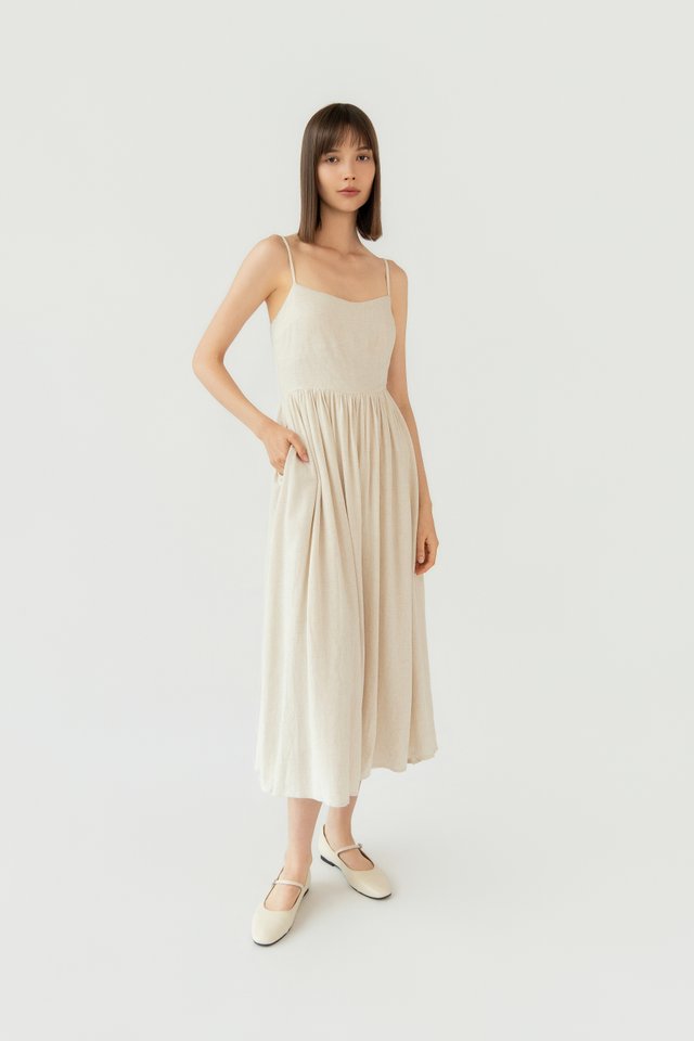 A-LINE FLARE DRESS SAND
