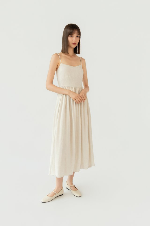 A-LINE FLARE DRESS SAND