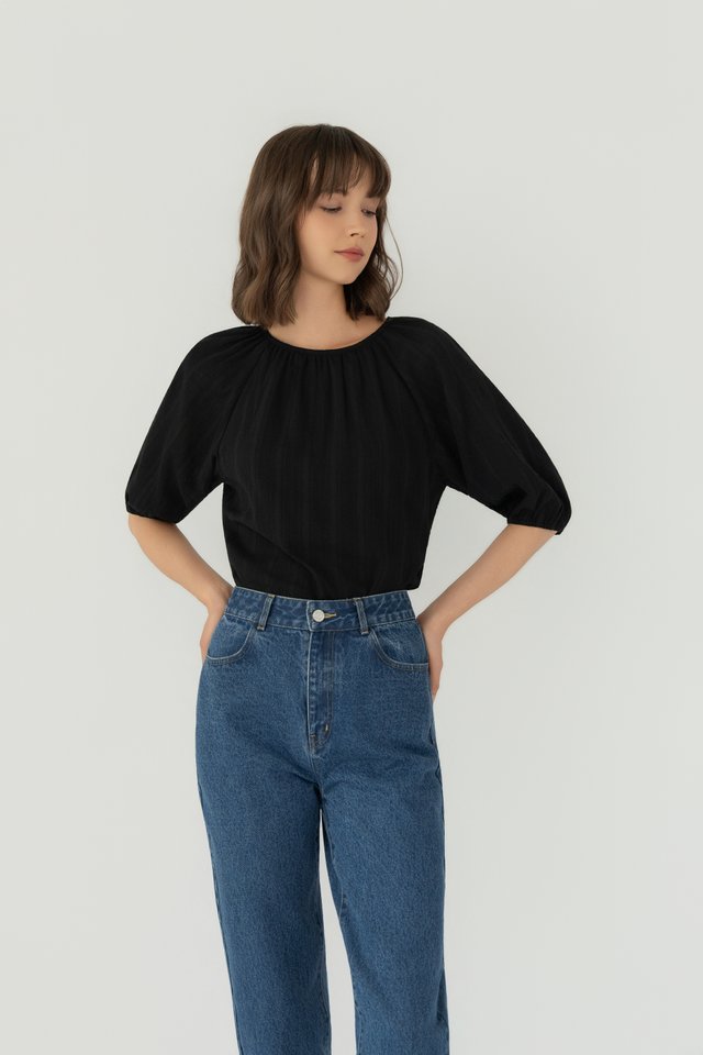 BALLOON SLEEVE SHIRT BLACK