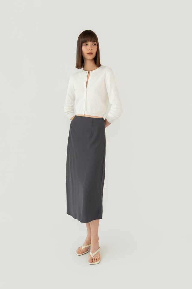 BIAS CUT MIDI SKIRT SLATE