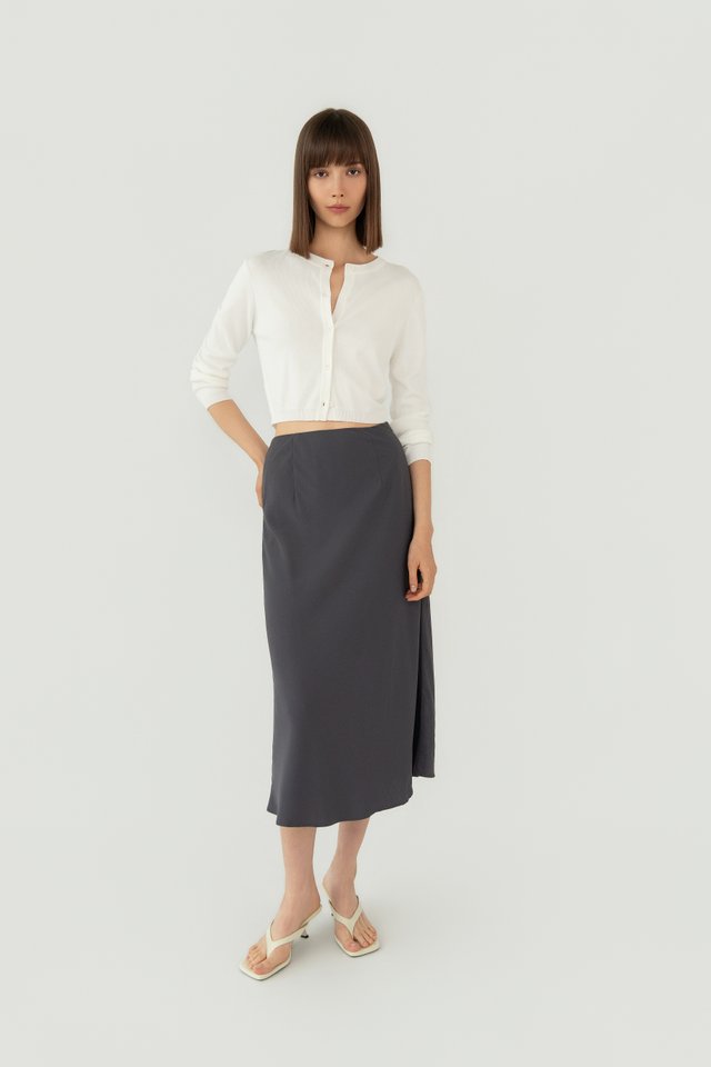 BIAS CUT MIDI SKIRT SLATE