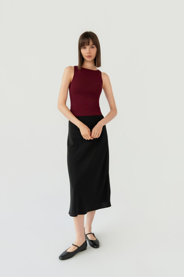 BOATNECK KNIT TANK BURGUNDY