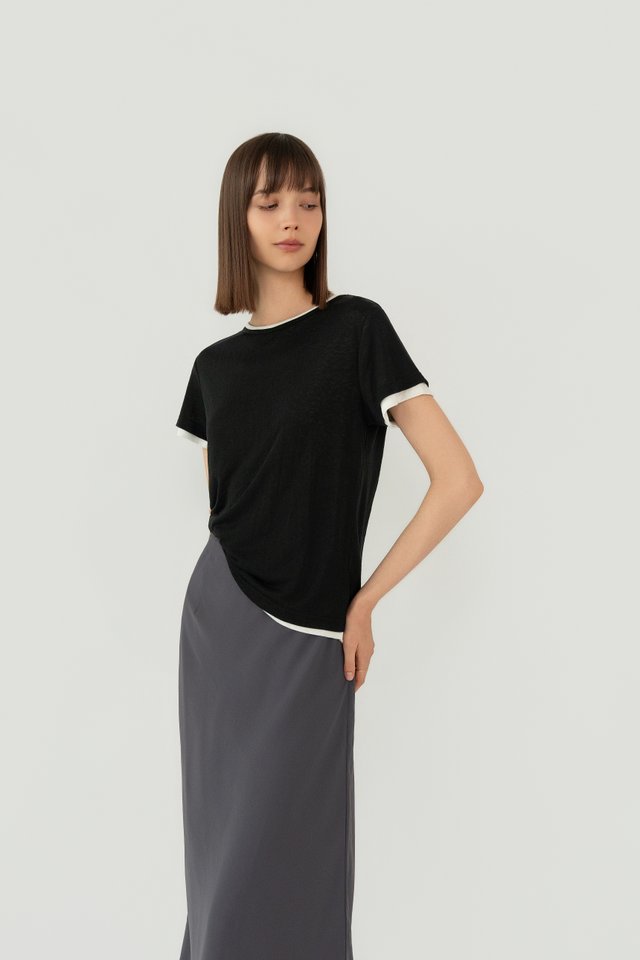 CONTRAST TRIM TEE BLACK