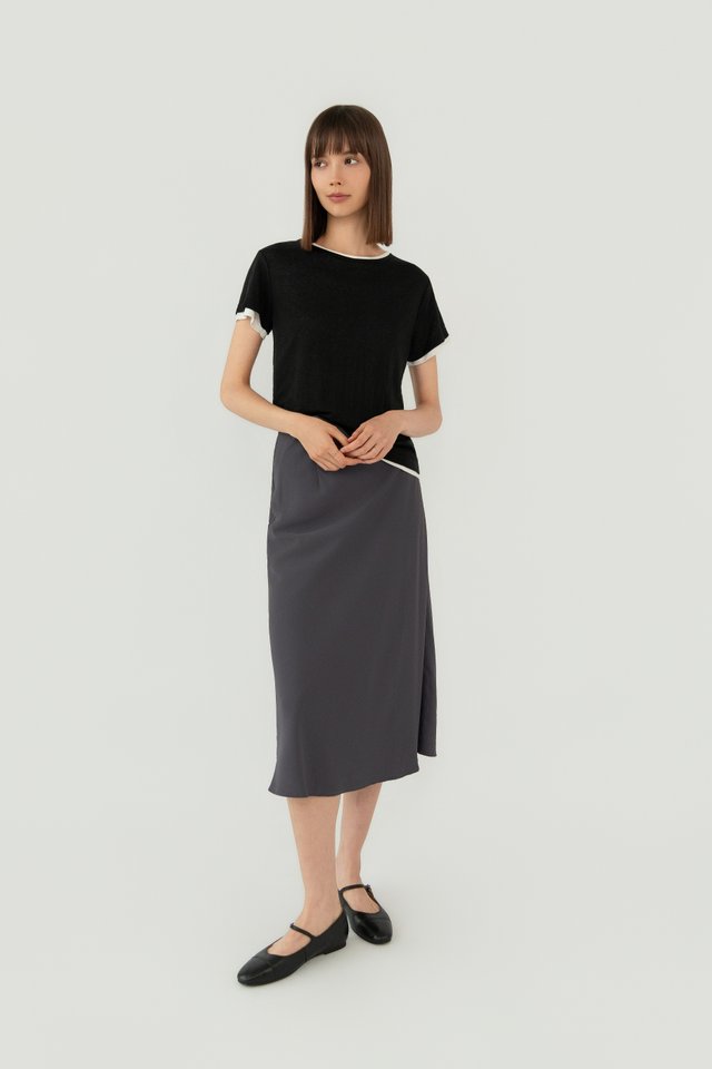 CONTRAST TRIM TEE BLACK