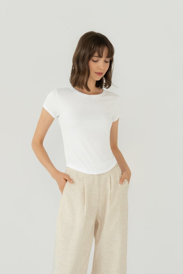 CURVED HEM TEE WHITE