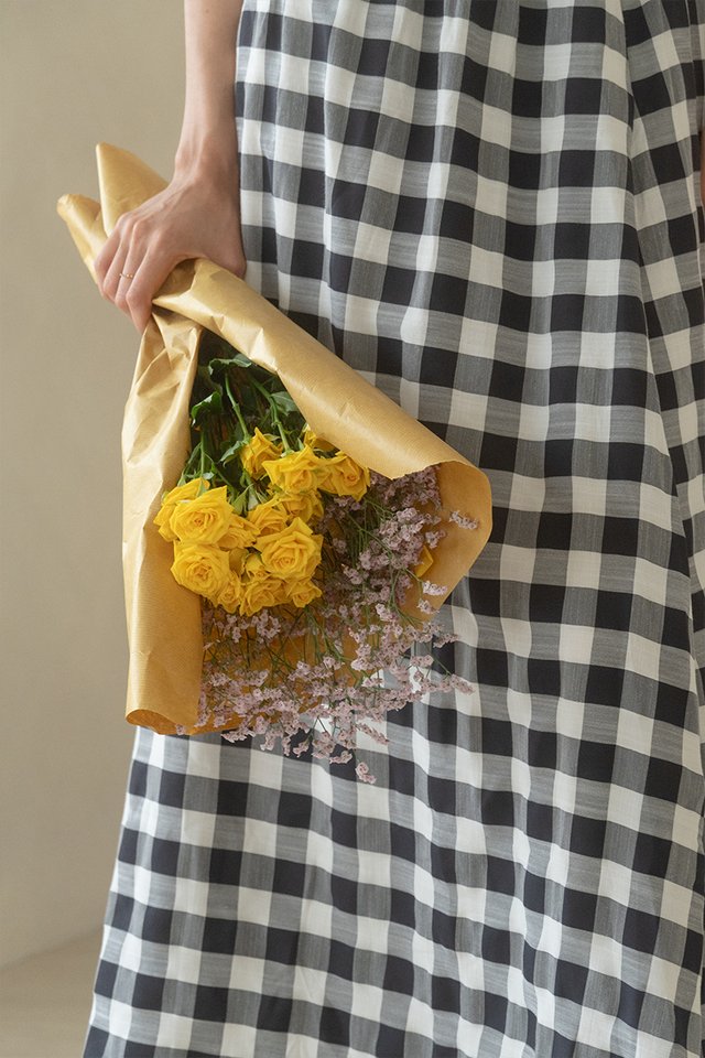 FLARE MAXI SKIRT BLACK GINGHAM