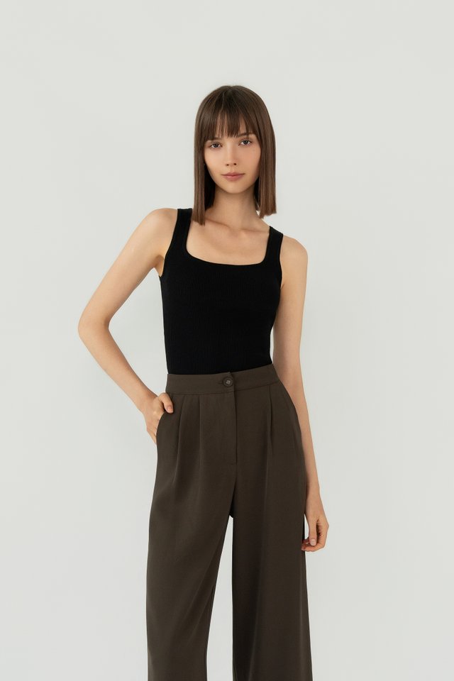 RIBBED KNIT TANK TOP BLACK