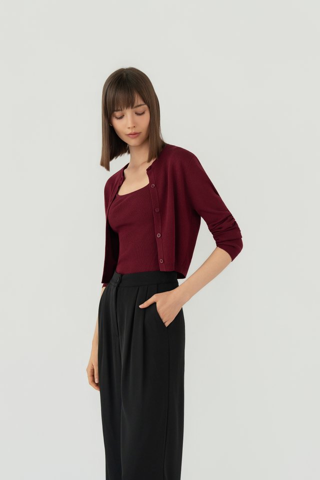 RIBBED KNIT TANK TOP BURGUNDY