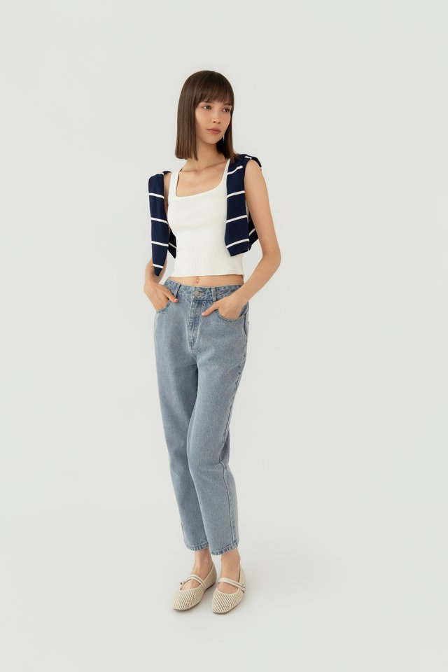 RIBBED KNIT TANK TOP WHITE