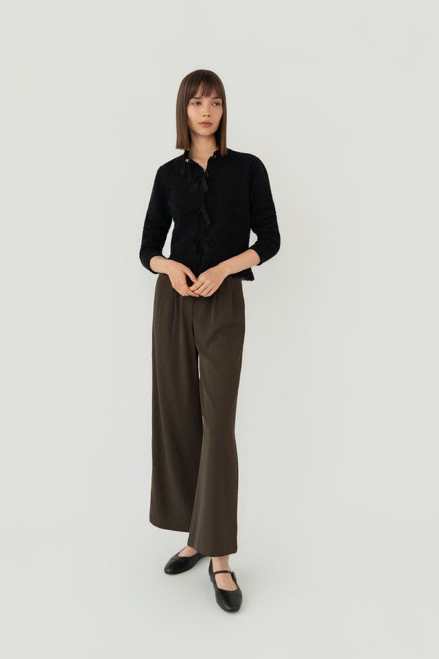RIBBON BOW CARDIGAN BLACK
