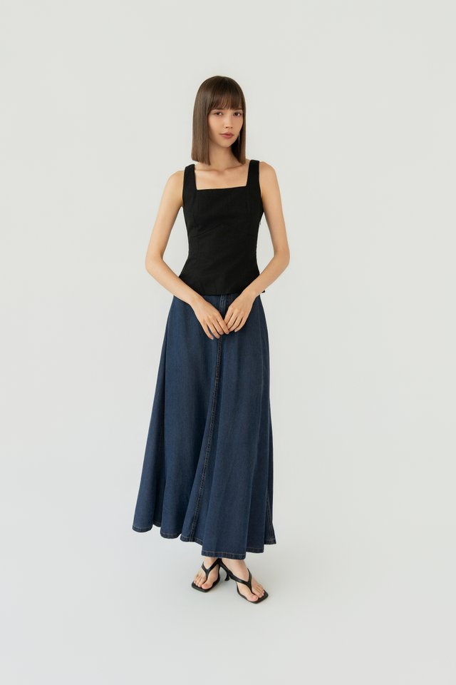 SQUARE NECK VEST BLACK