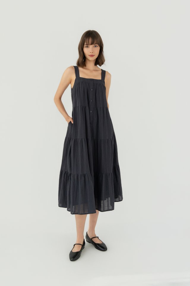 TIER HEM DRESS NAVY