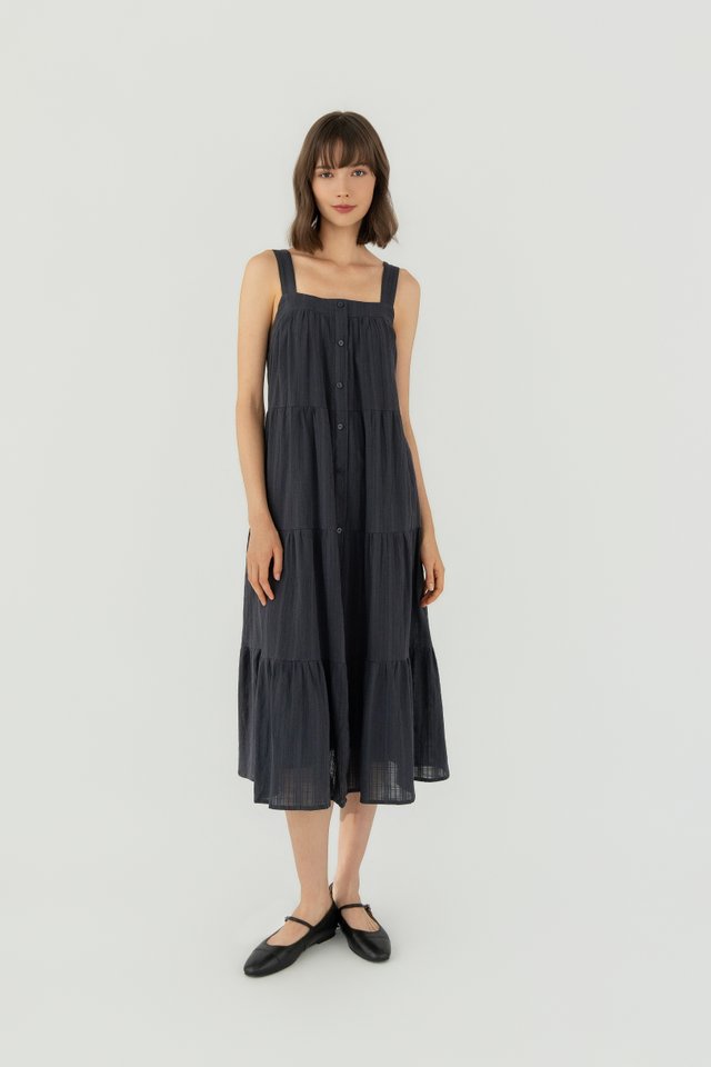 TIER HEM DRESS NAVY