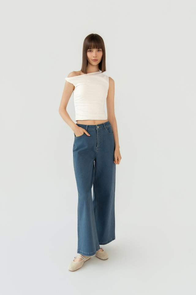 TWIST SHOULDER TOP WHITE