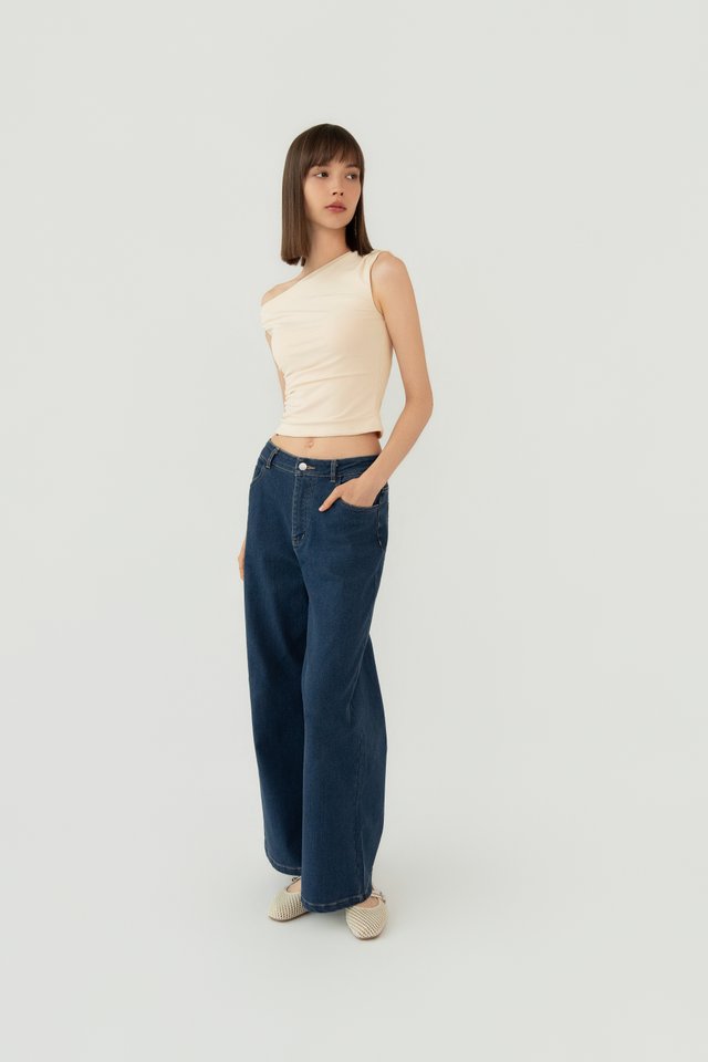 WIDE LEG DENIM JEANS DARK WASH