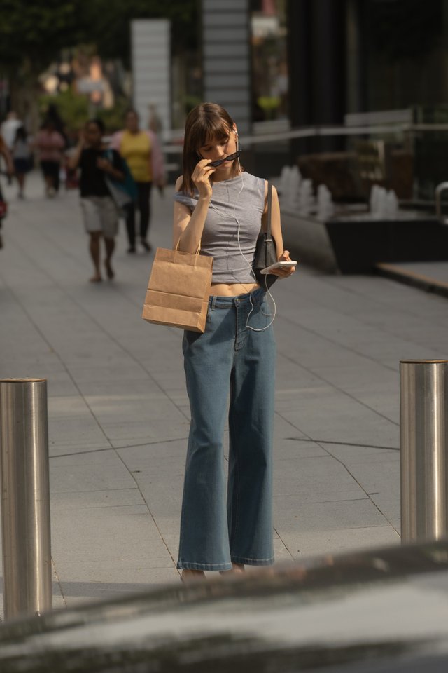 WIDE LEG DENIM JEANS MIDWASH