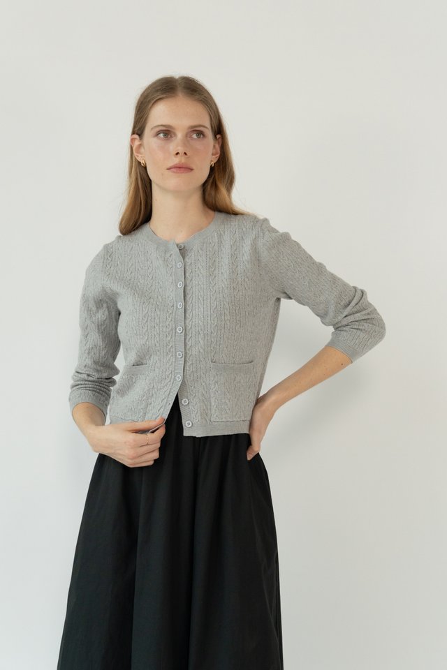 CABLE-KNIT CARDIGAN HEATHER