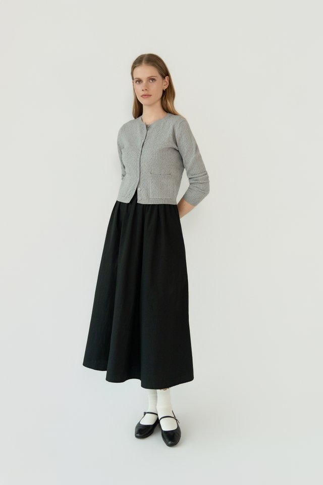 CABLE-KNIT CARDIGAN HEATHER