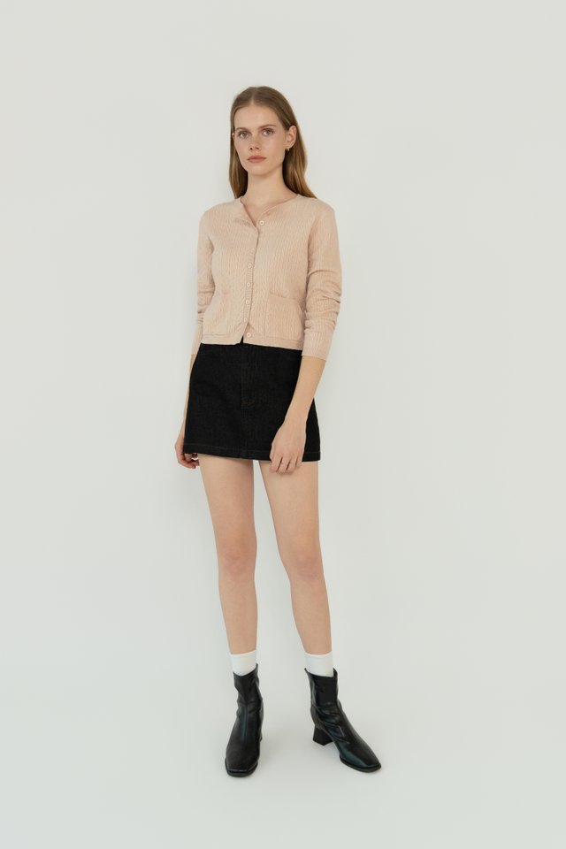 CABLE-KNIT CARDIGAN WHEAT