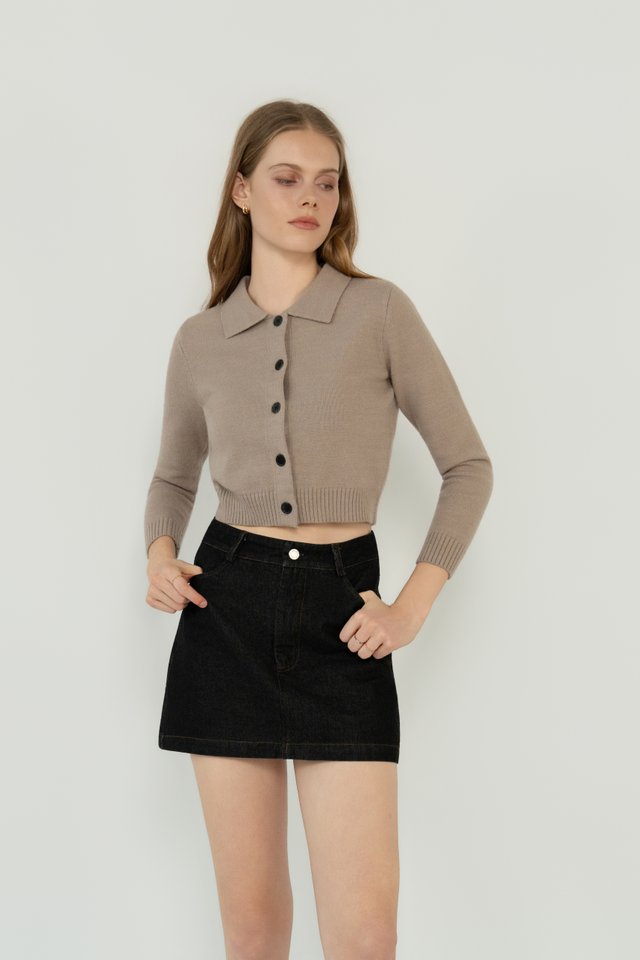 COLLARED CARDIGAN TAUPE