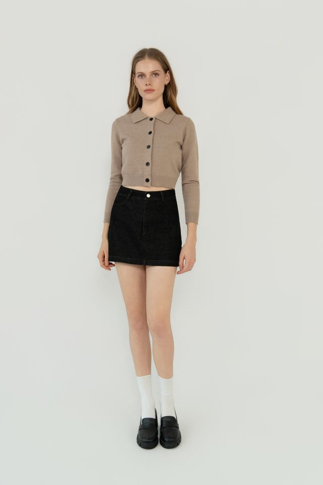 COLLARED CARDIGAN TAUPE