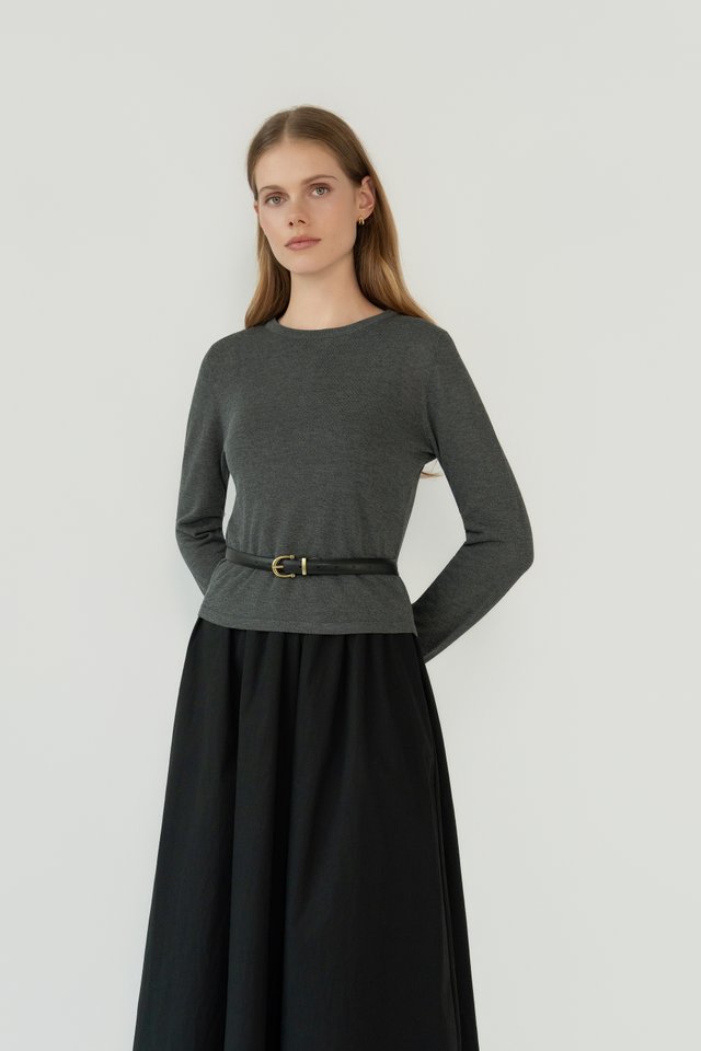 KNITTED LONG-SLEEVED TOP SLATE