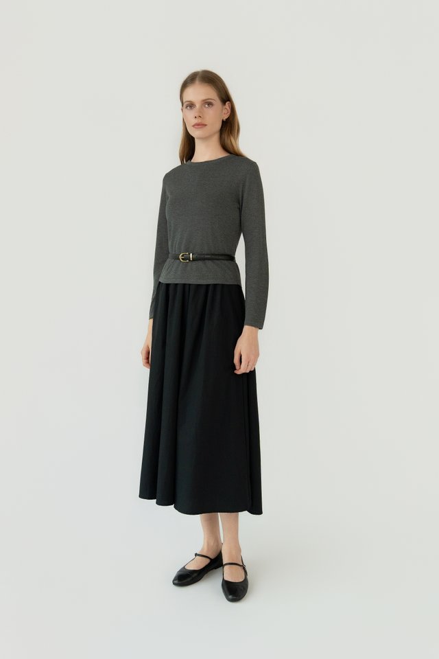 KNITTED LONG-SLEEVED TOP SLATE