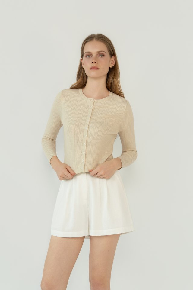 RIBBED KNIT CARDIGAN COCONUT