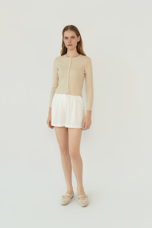 RIBBED KNIT CARDIGAN COCONUT