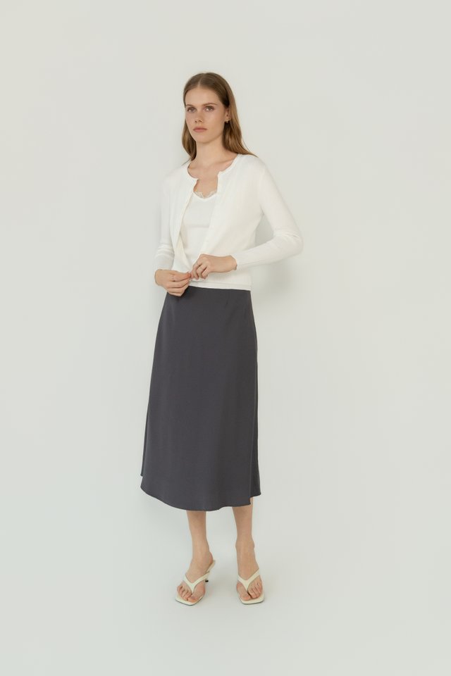 RIBBED KNIT CARDIGAN WHITE