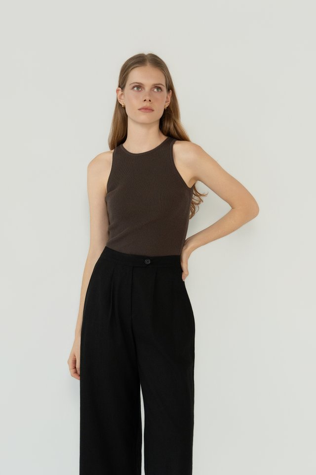 RIBBED KNIT TOP ESPRESSO
