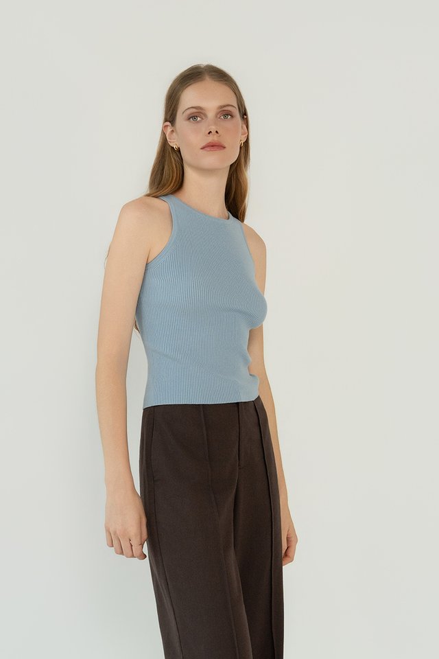 RIBBED KNIT TOP SEA SALT