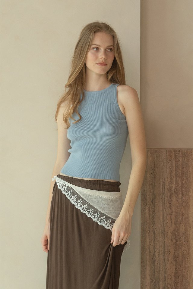 RIBBED KNIT TOP SEA SALT