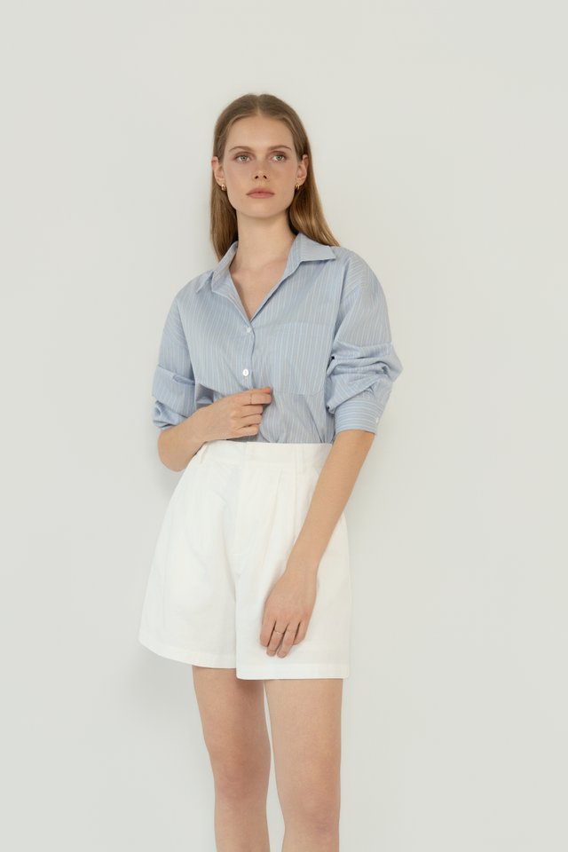 STRIPED COTTON SHIRT BLUE