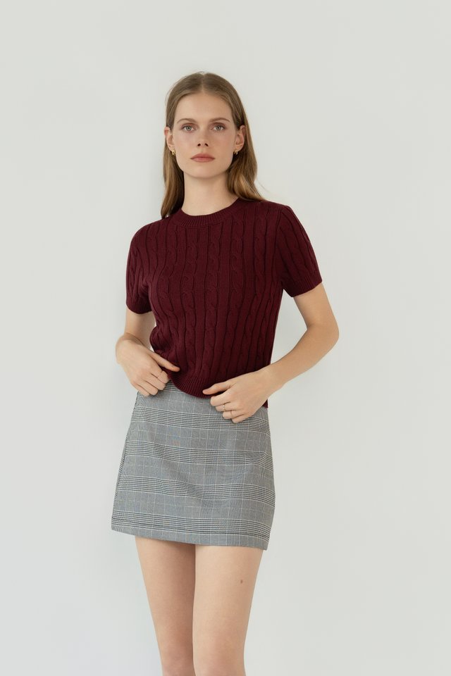WEAVE KNIT TEE BURGUNDY