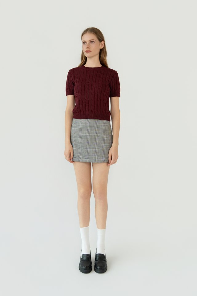 WEAVE KNIT TEE BURGUNDY