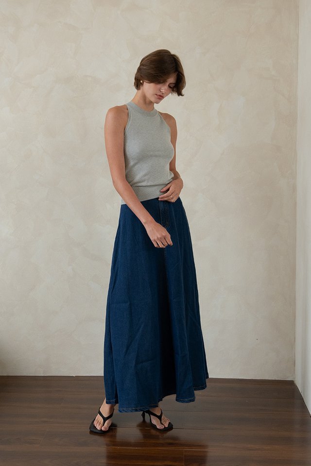 A-LINE DENIM SKIRT DARK WASH