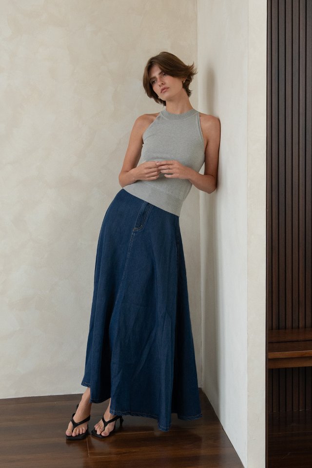 A-LINE DENIM SKIRT DARK WASH