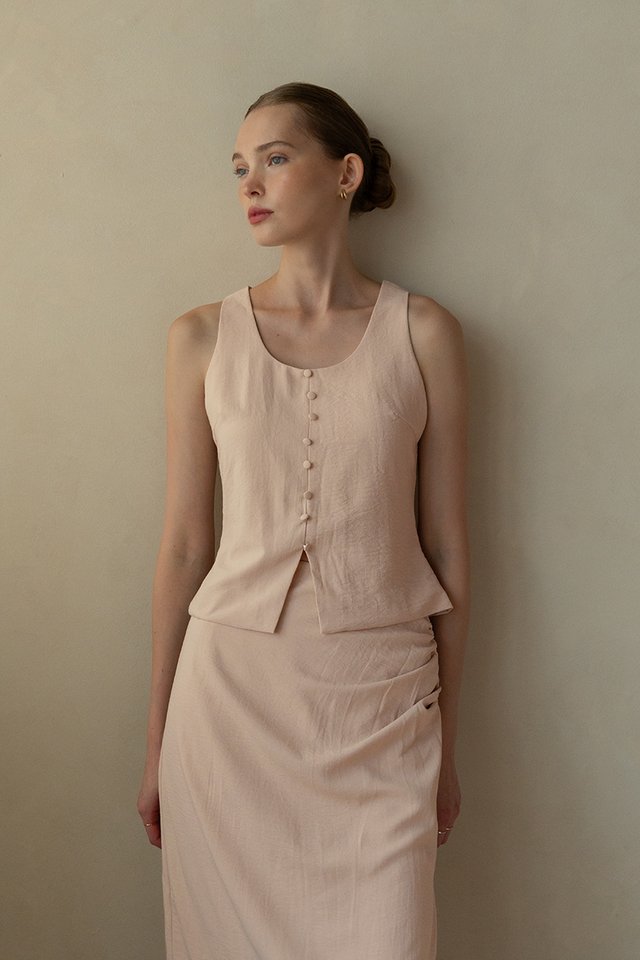 BUTTON TANK TOP POWDER PINK