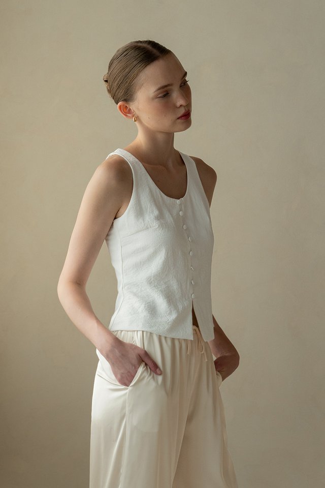 BUTTON TANK TOP WHITE