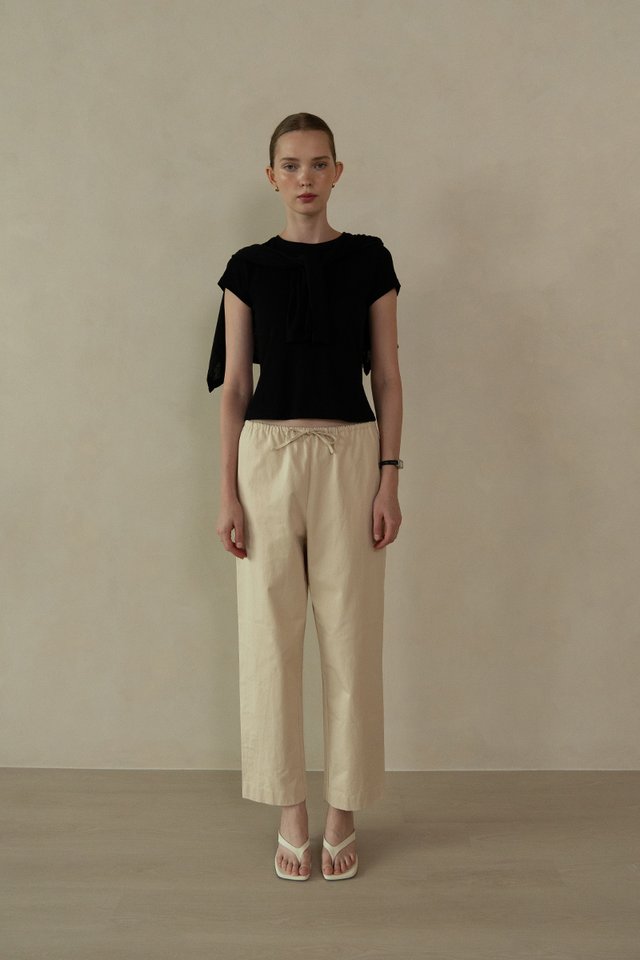 COTTON TWILL TROUSERS GREIGE