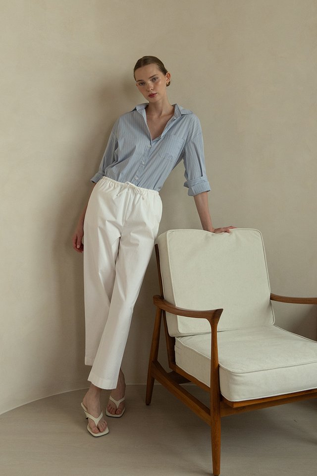 COTTON TWILL TROUSERS WHITE