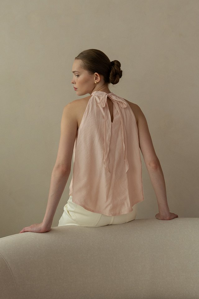 FLOWY SCARF TOP POWDER PINK